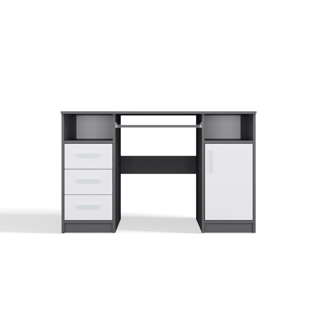 BIURKO DELTA ANTRACYT / BIAŁY 120 Cm 3 Szuflady Szafka Półki Do Biura Pokoju Na Laptop