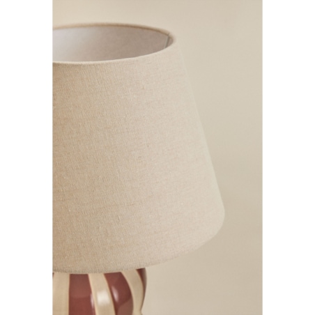 Lampa stołowa Jolira ceramiczno-lniana 40 cm, paski bordowe