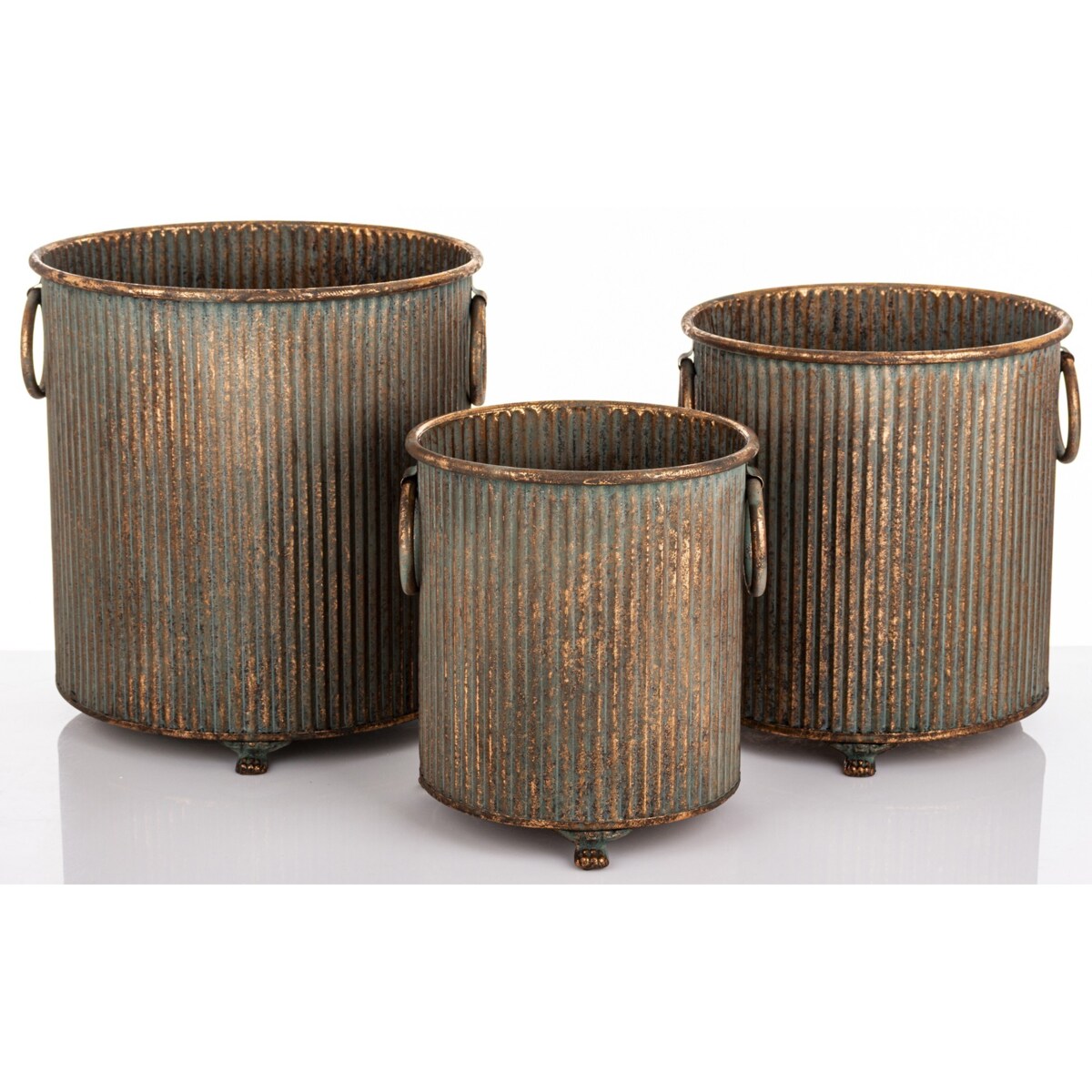 Osłonka metalowa 3 szt. 32x30,5 i 28,5x26 i 24x21,5cm UMMERO-2 patyna
