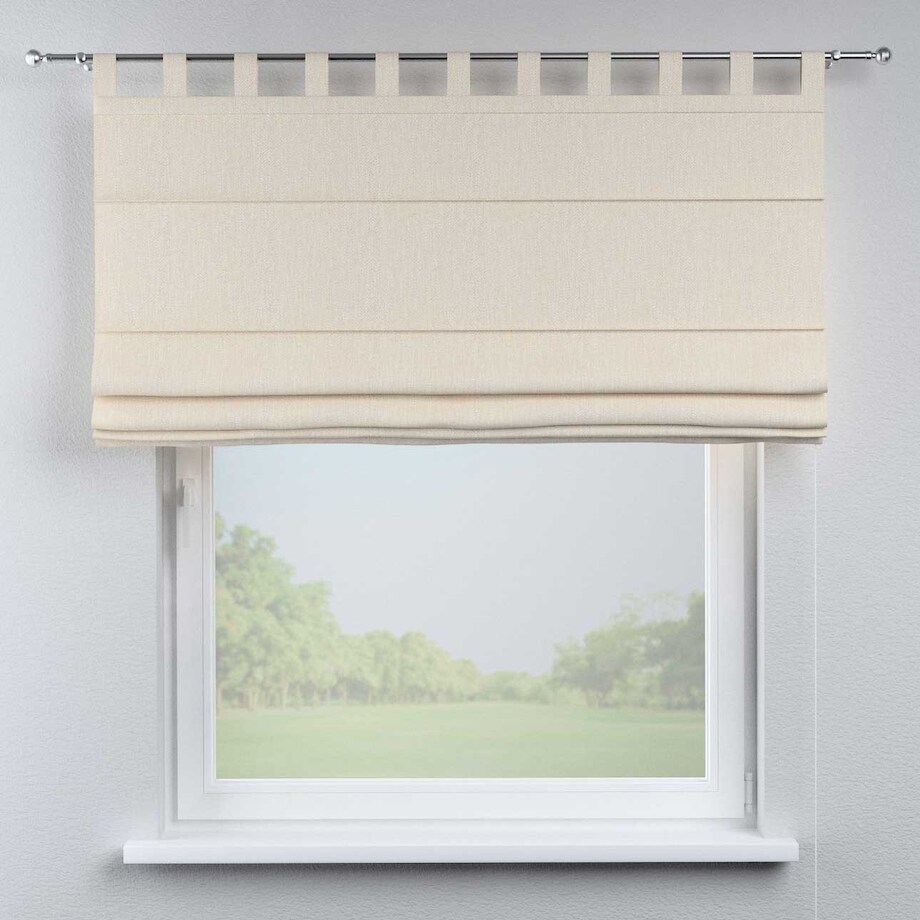 Roleta rzymska Verona, połyskujące geometryczne wzory na tle w kolorze ecru, Imperia Premium