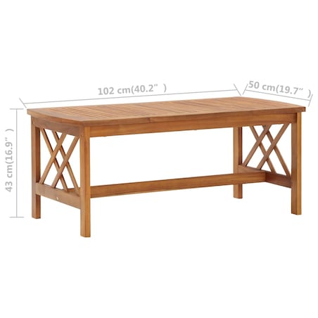 vidaXL Stolik kawowy, 102x50x43 cm, lite drewno akacjowe