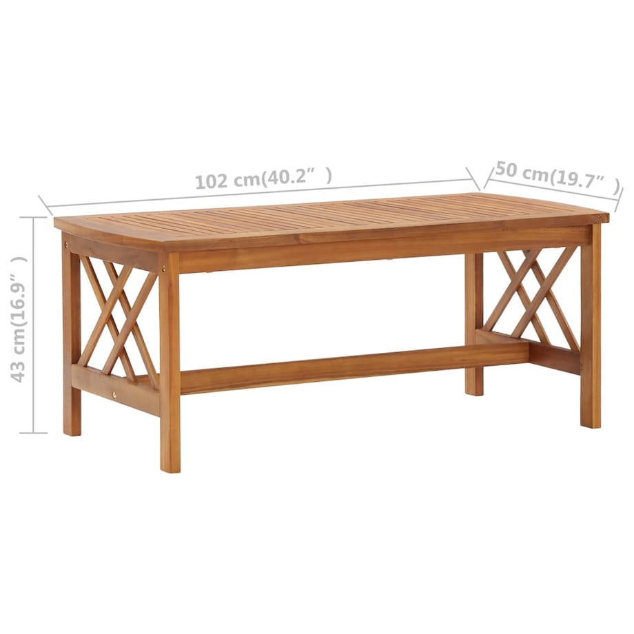 vidaXL Stolik kawowy, 102x50x43 cm, lite drewno akacjowe