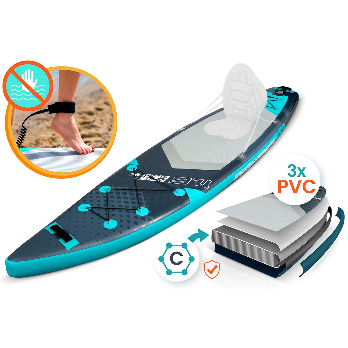 Deska SUP do pływania Neo-Sport pompowana STAND UP PADDLE Reefbreak 350cm ZESTAW