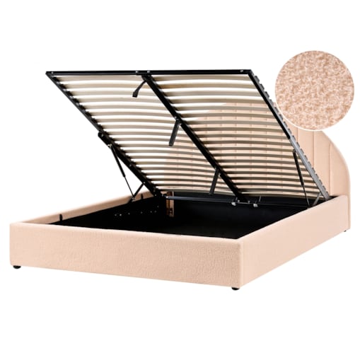 Łóżko z pojemnikiem Boucle CHADENET 160 x 200 cm Brzoskwiniowy