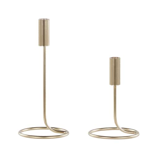 Zestaw 2 świeczników żelazny złoty BUNYU