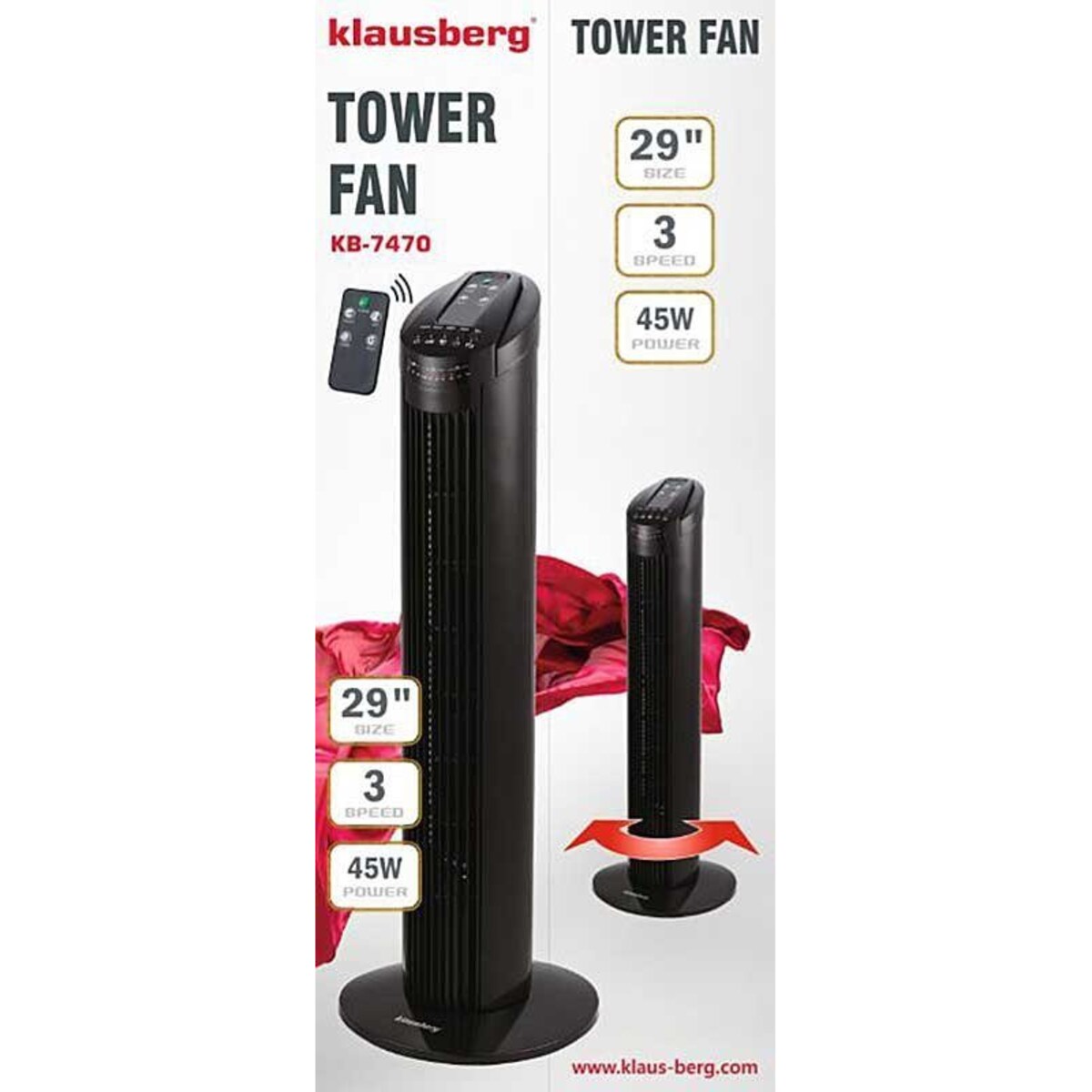 Wentylator Kolumnowy Podłogowy Z Pilotem Klausberg Kb-7470