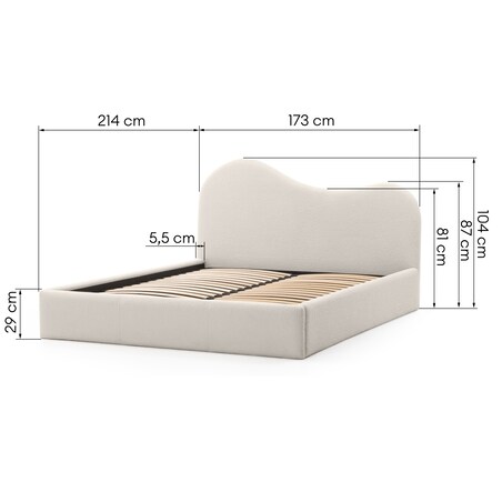 Łóżko tapicerowane 160x200 cm jasnobeżowe bouclé Vibo