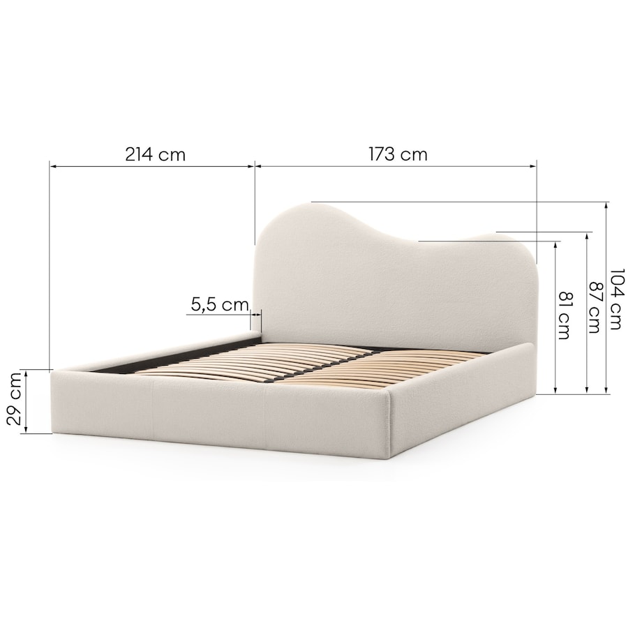 Łóżko tapicerowane 160x200 cm jasnobeżowe bouclé Vibo