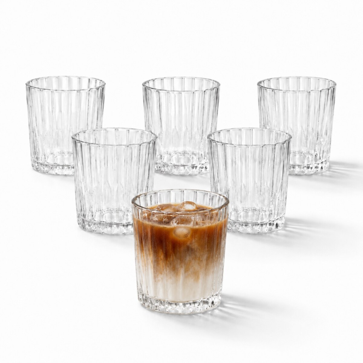Zestaw 6 szt szklanek ryflowanych do latte, napojów, drinków 210ml SZK224ZESTAW6