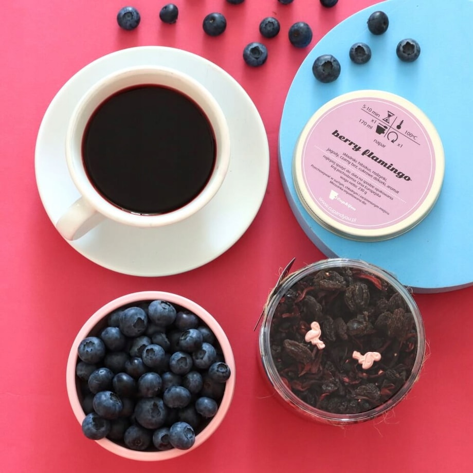 Herbata owocowa sypana Berry Flamingo o smaku leśnych jagód PREMIUM Cup&You - herbata liściasta sypana mieszanka napar susz - gotowa na prezent upominek