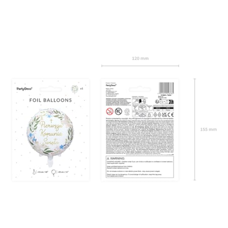 Balon foliowy ''Pierwsza Komunia Święta'', 45 cm, mix