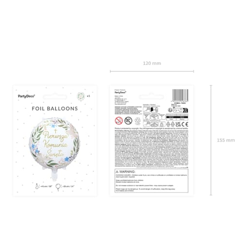 Balon foliowy ''Pierwsza Komunia Święta'', 45 cm, mix