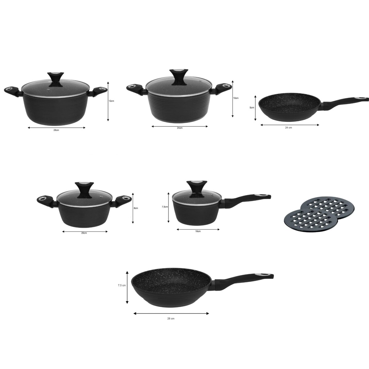 Zestaw garnków z powłoką granitową Marmo 12 ele. KLAUSBERG