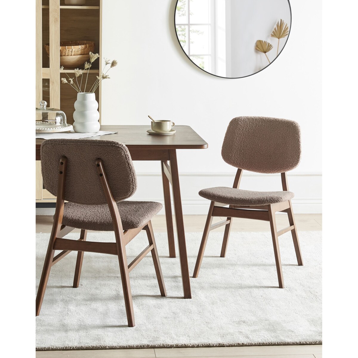 Zestaw 2 krzeseł do jadalni ELLA Drewno Ciemny brąz/ beżowoszary