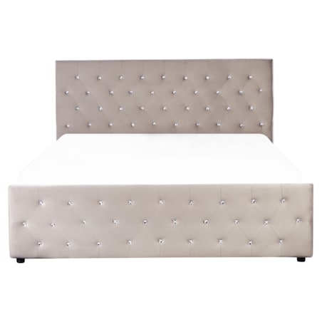 Łóżko z pojemnikiem welurowe 160 x 200 cm beżowoszare AMIENS