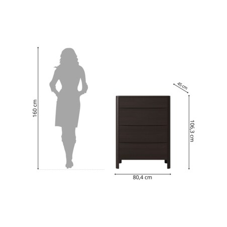 Drewniana komoda bukowa Visby MODENA 80 / kolor palisander