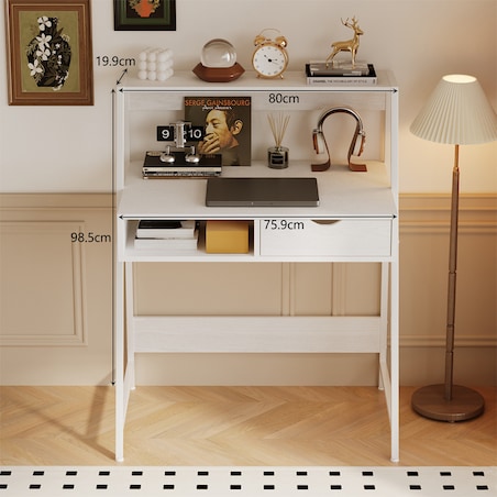 Biurko Komputerowe Białe Szkolne Stolik Loft Industrialne Z Szufladą