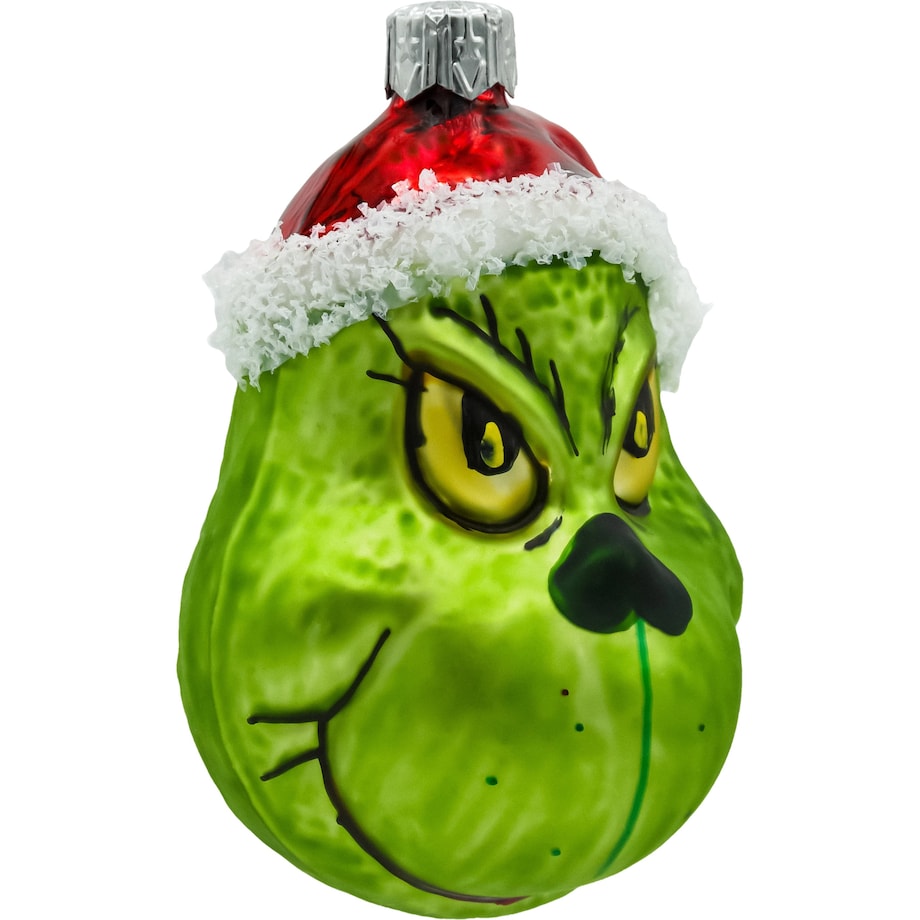Bombka choinkowa: Zielony stwór Grinch w czapce Mikołaja