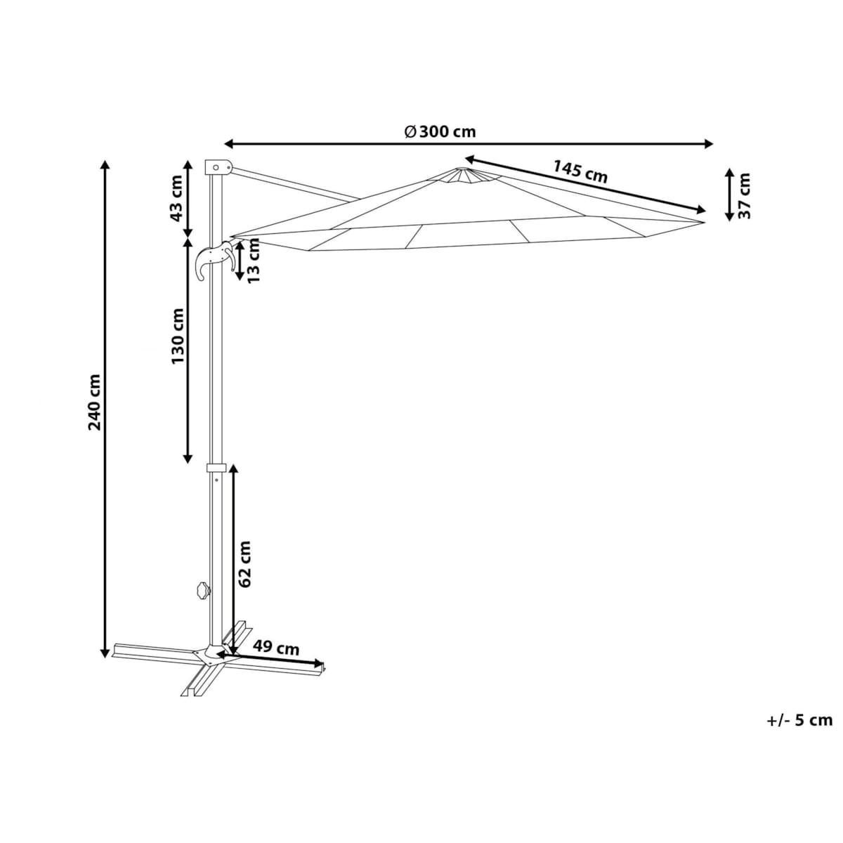 Parasol ogrodowy ⌀ 300 cm szaro-biały SAVONA
