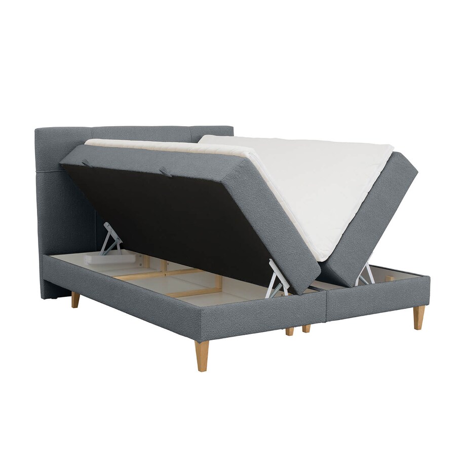 Łóżko kontynentalne EVERTON 200x200 z pojemnikiem, Stalowy, tkanina Baloo 2083