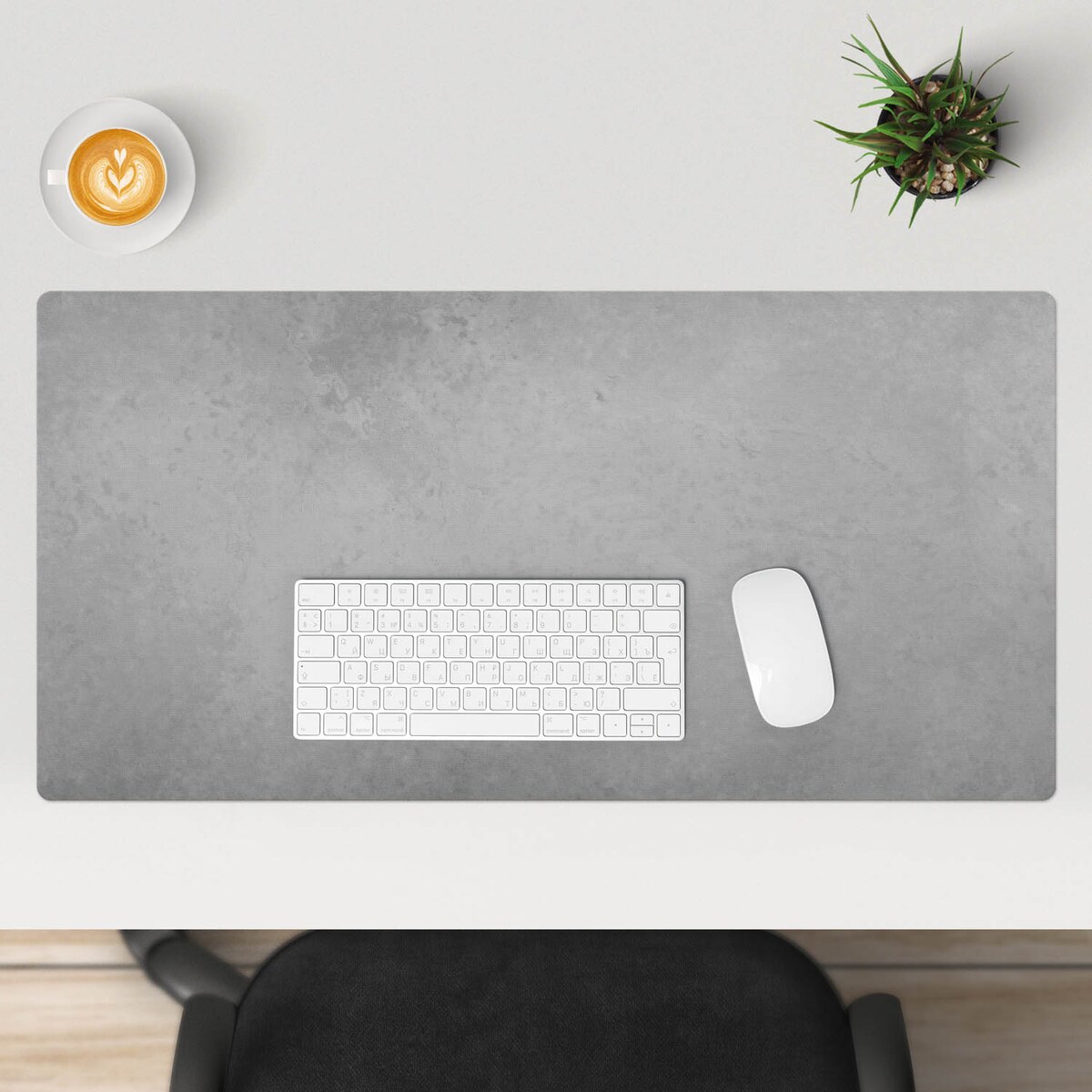 Szara mata na biurko Betonowa tekstura, 90x45 cm