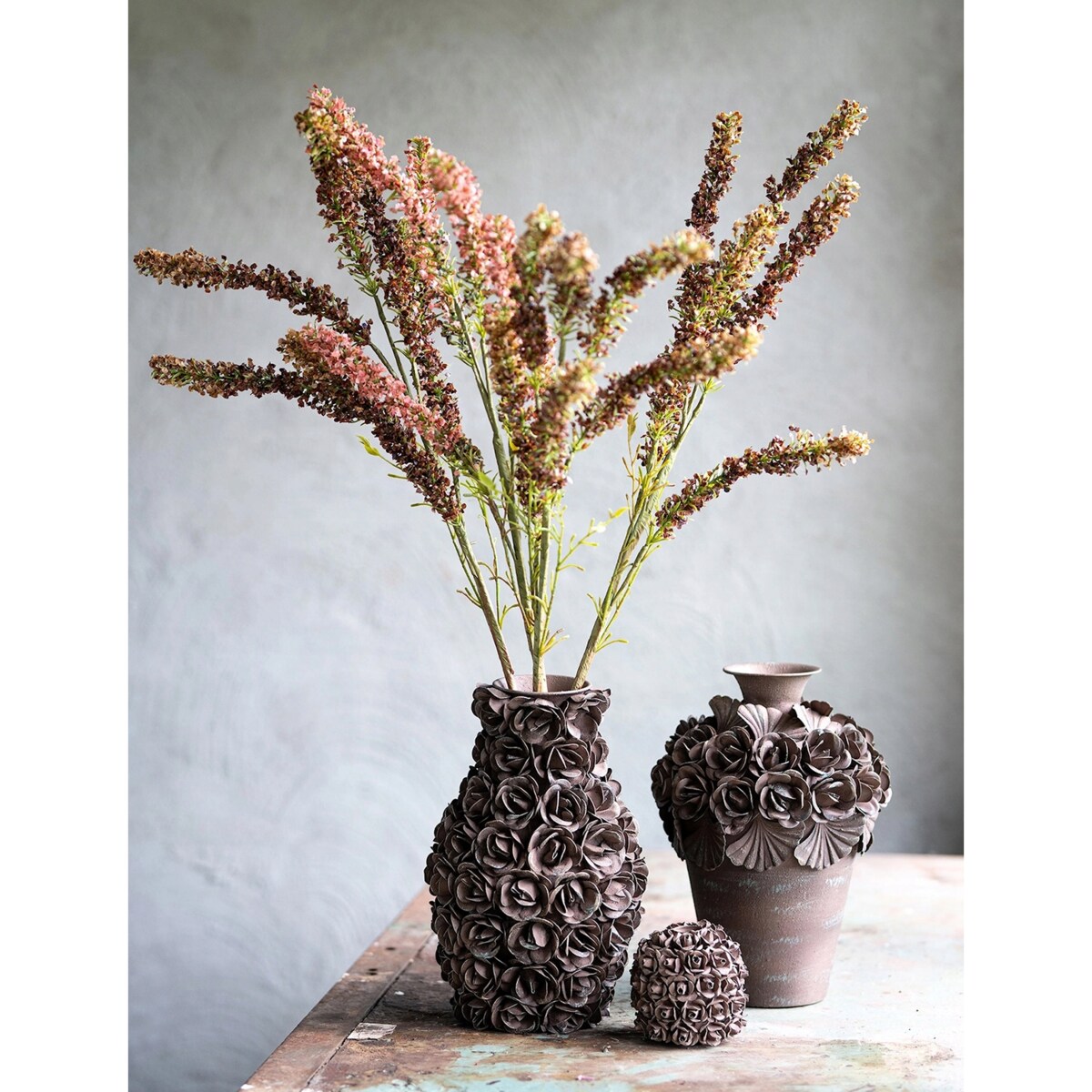 WAZON NA BUKIET KWIATY LOFT BRĄZOWY 30cm DO SALONU DOMU BOHO RETRO LOFT
