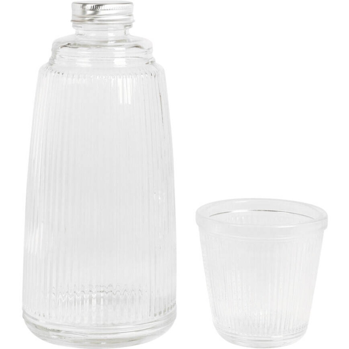 Szklana butelka z zakręcanym korkiem i szklanką, 1000 ml