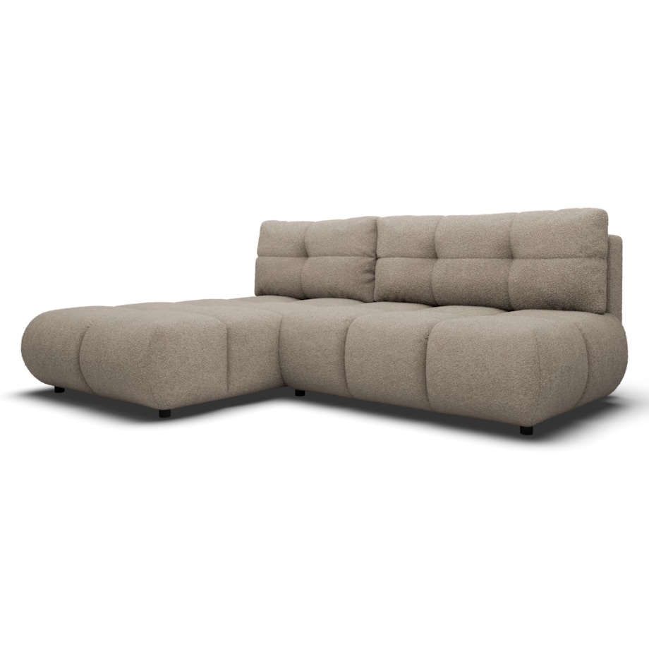 Pikowany Narożnik MILA rozkładany bez boczków lewy ciemnobeżowy