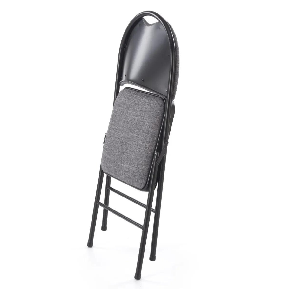 Krzesło tapicerowane K566 szare/czarne składane