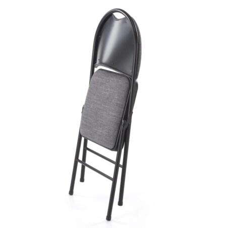 Krzesło tapicerowane K566 szare/czarne składane