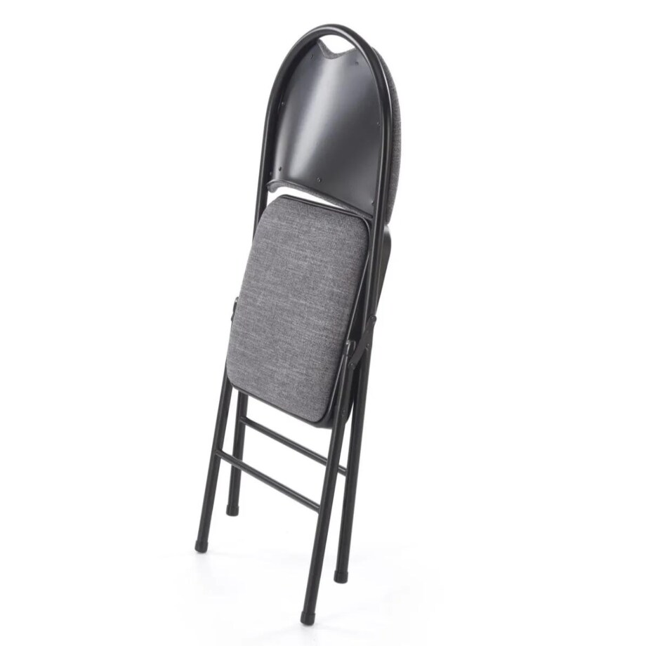 Krzesło tapicerowane K566 szare/czarne składane