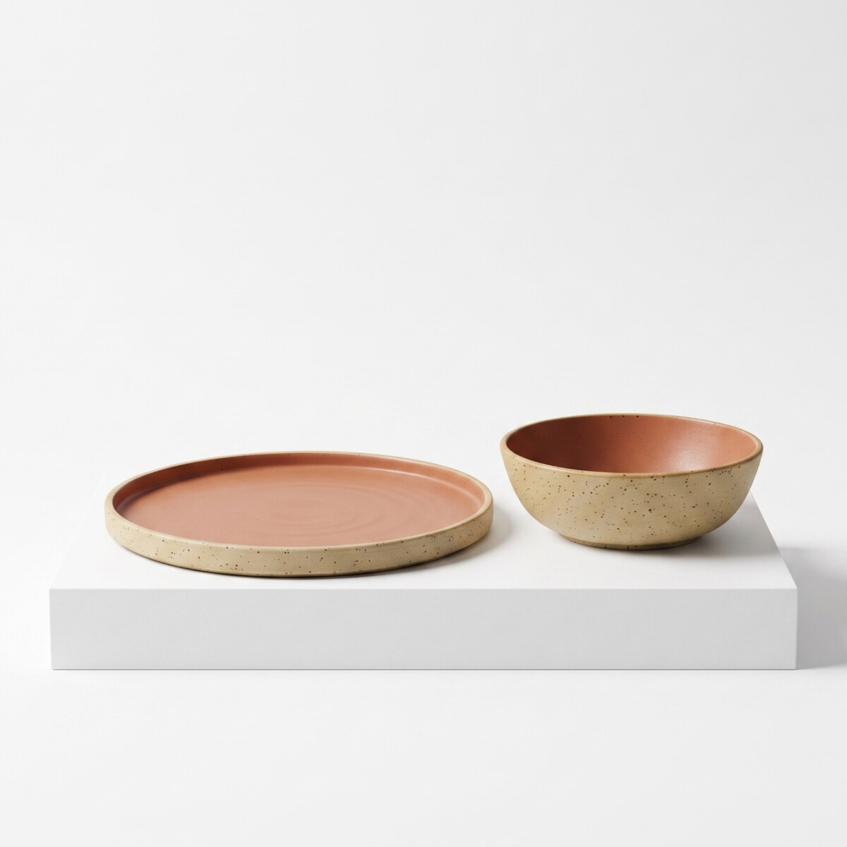 Zestaw ceramiczny talerz 23,5 cm i miseczka handmade z Polski HU.KA Runa