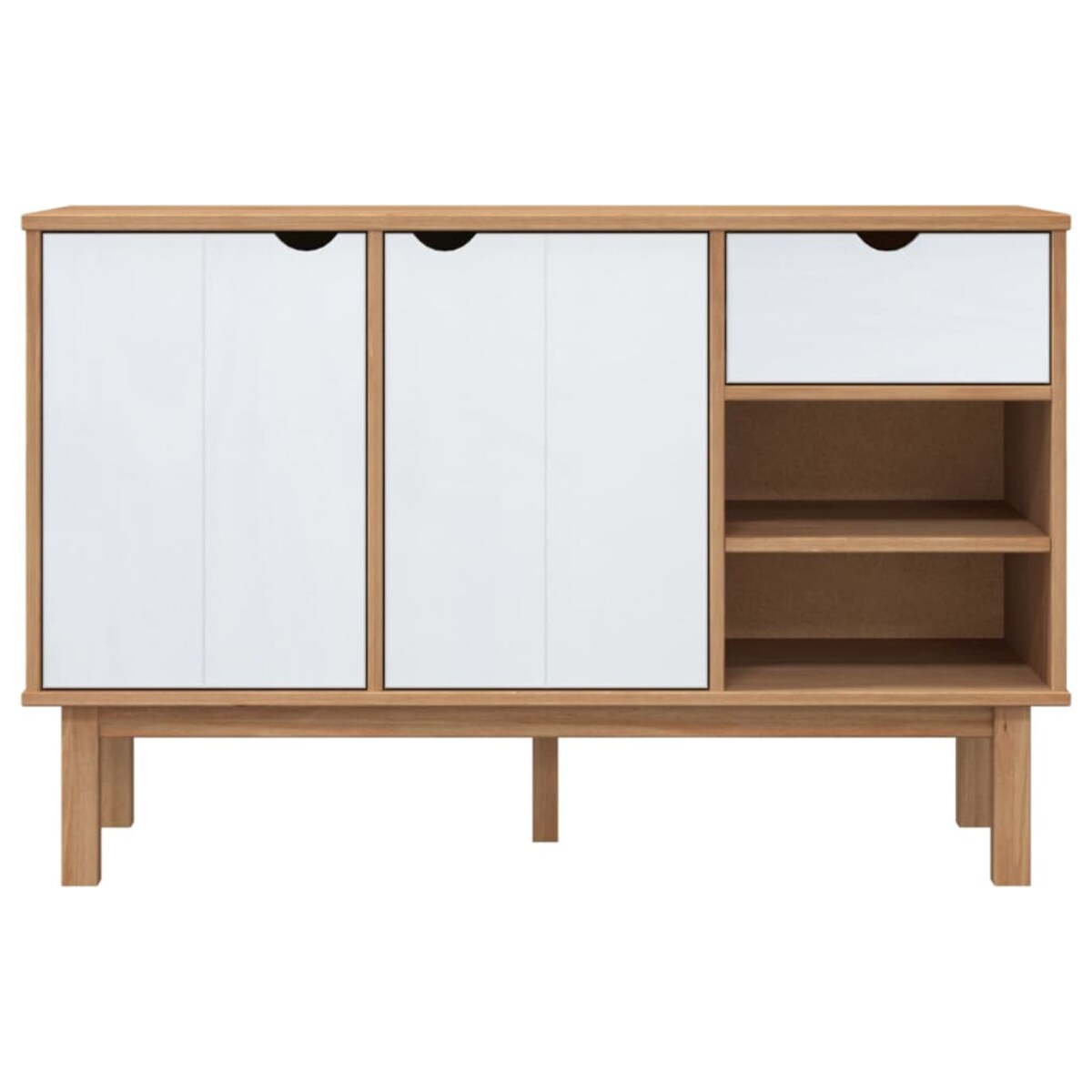 vidaXL Szafka OTTA, brązowo-biała, 114x43x73,5 cm, lita sosna