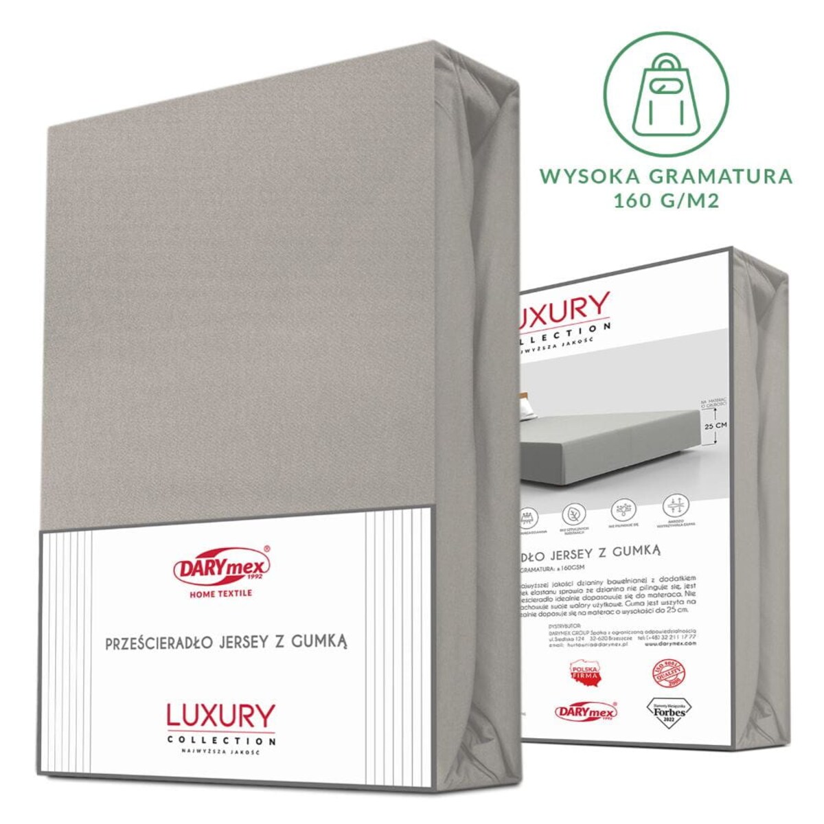 Prześcieradło z bawełny jersey z elastanem z gumką 200x220 kolor popiel