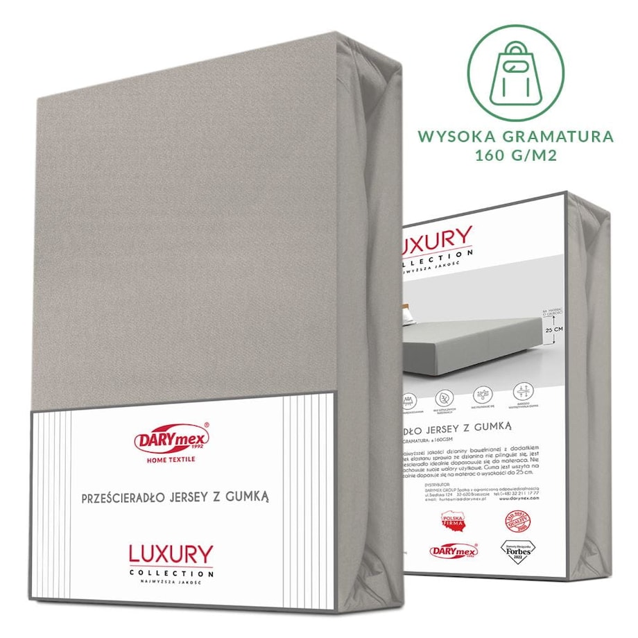 Prześcieradło z bawełny jersey z elastanem z gumką 200x220 kolor popiel