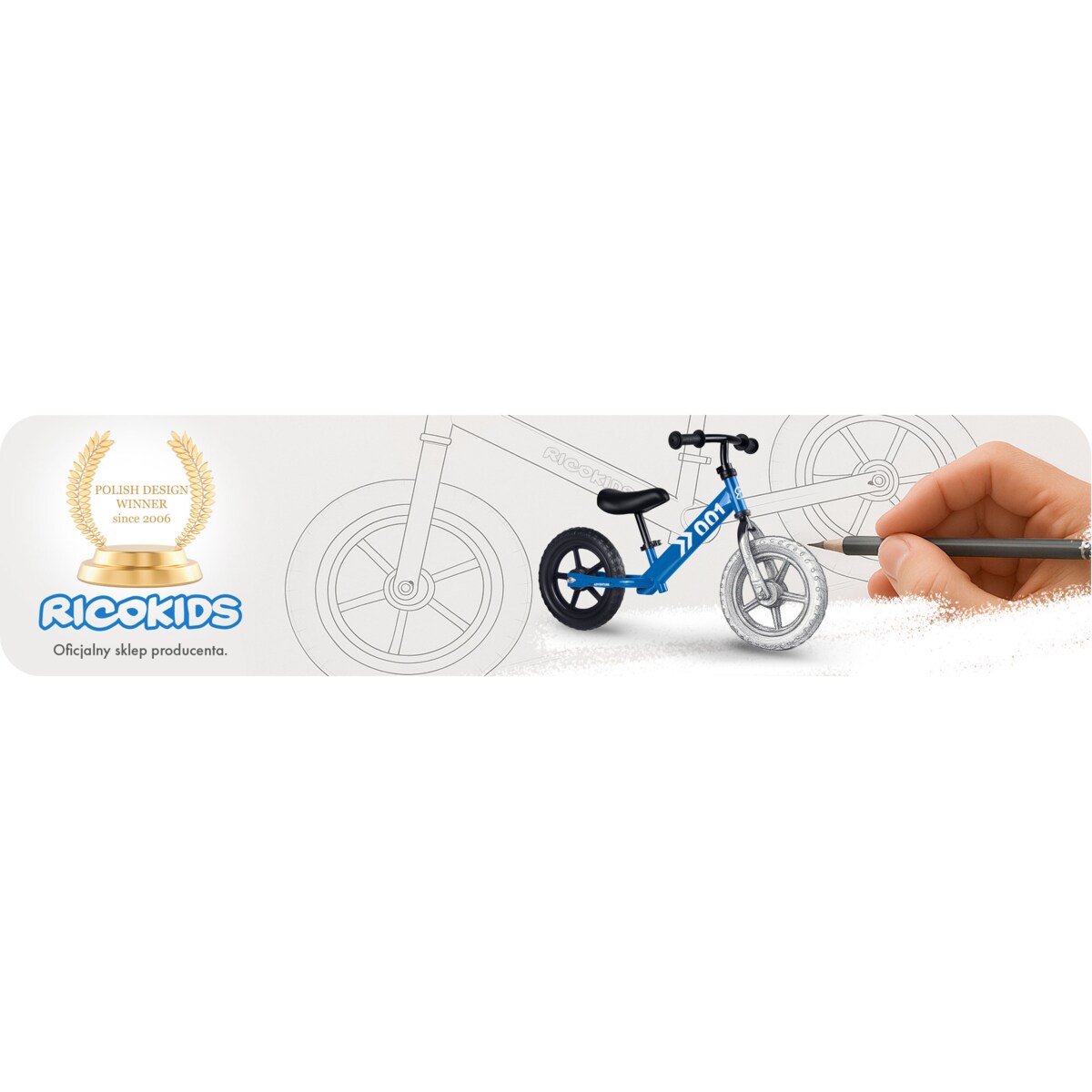 Rowerek biegowy dla dzieci jeździk lekki stabilny Ricokids niebiesko-czarny