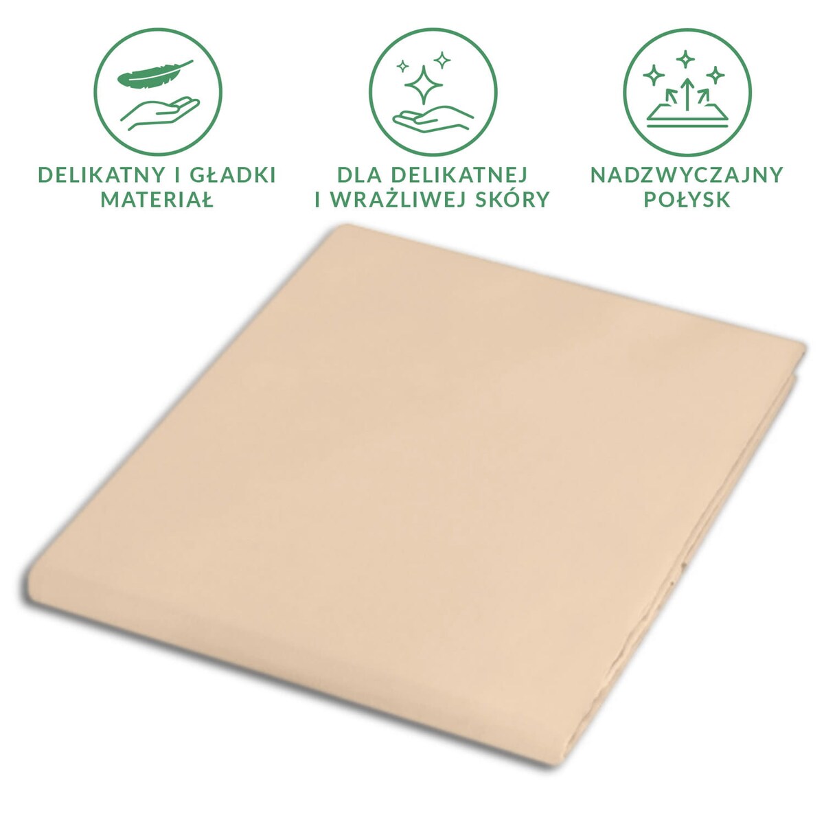 Prześcieradło satynowe bez gumki 200x220 kolor Jasny beż