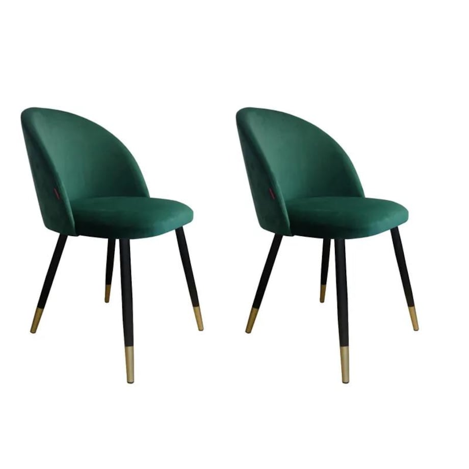 Zestaw krzeseł CLAUDINE 1 VELVET GOLD 2 szt zielone