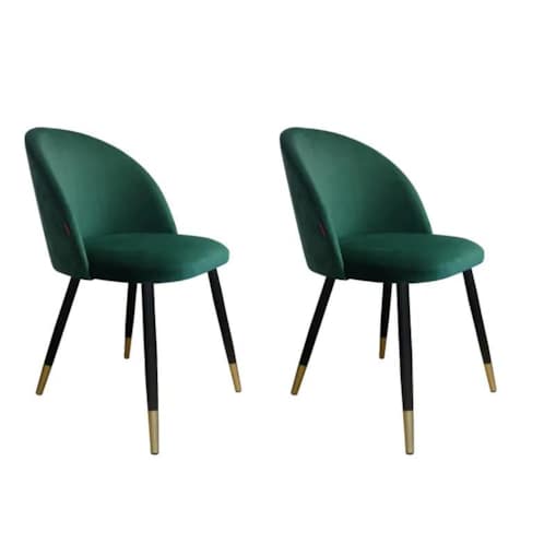 Zestaw krzeseł CLAUDINE 1 VELVET GOLD 2 szt zielone