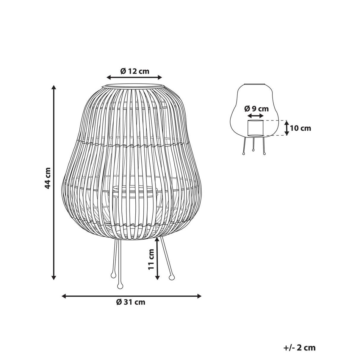 Lampion drewniany 44 cm czarny BERKNER