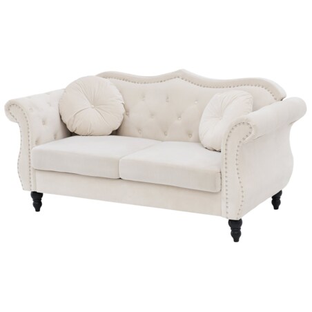 Komplet wypoczynkowy welurowy 5-osobowy beżowy SKIEN