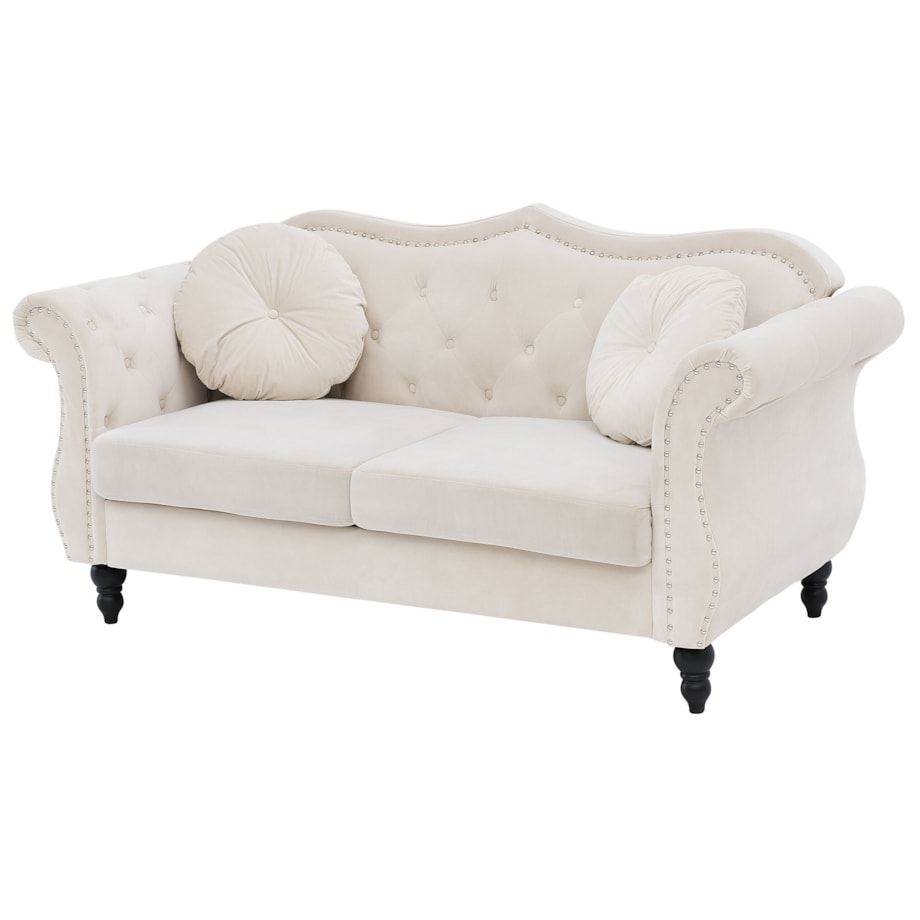 Komplet wypoczynkowy welurowy 5-osobowy beżowy SKIEN