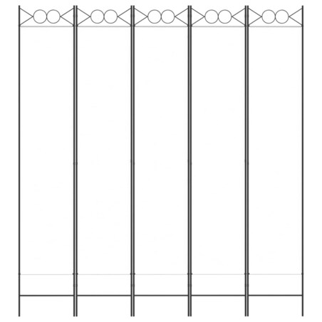 vidaXL Parawan 5-panelowy, biały, 200x220 cm, tkanina