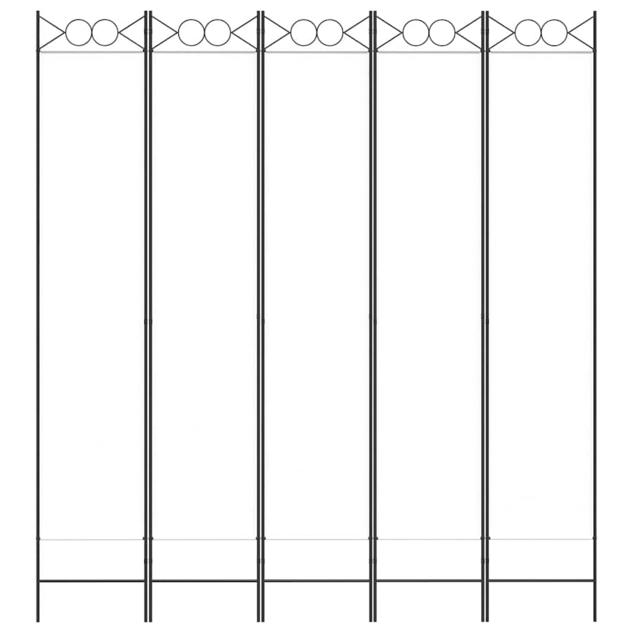 vidaXL Parawan 5-panelowy, biały, 200x220 cm, tkanina