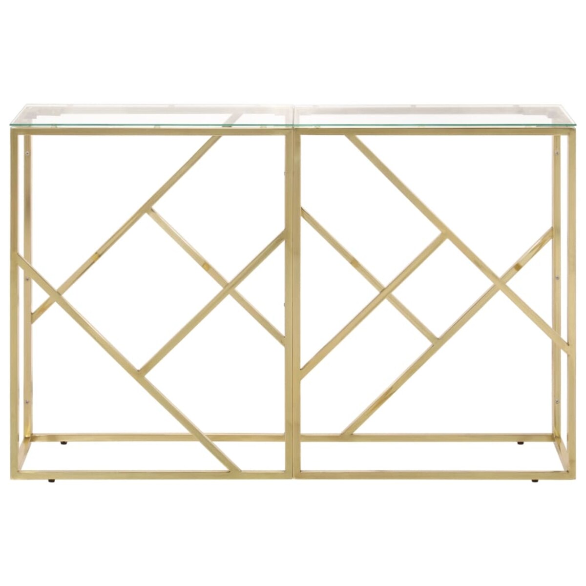 vidaXL Stolik konsolowy, złoty, stal nierdzewna i szkło hartowane