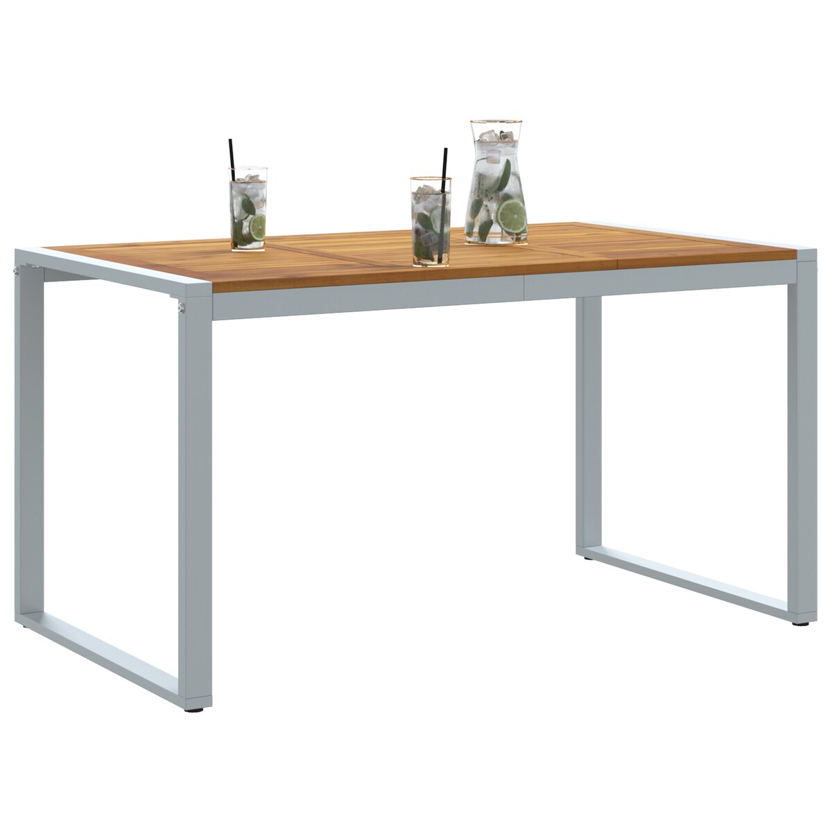 vidaXL Zewnętrzny Stół Jadalny Szary 140x80x75 cm Stal&Drewno Akacjowe