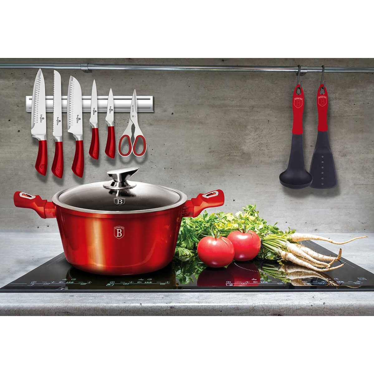 Komplet garnków 3-ele 24cm BERLINGER HAUS Metallic Burgundy