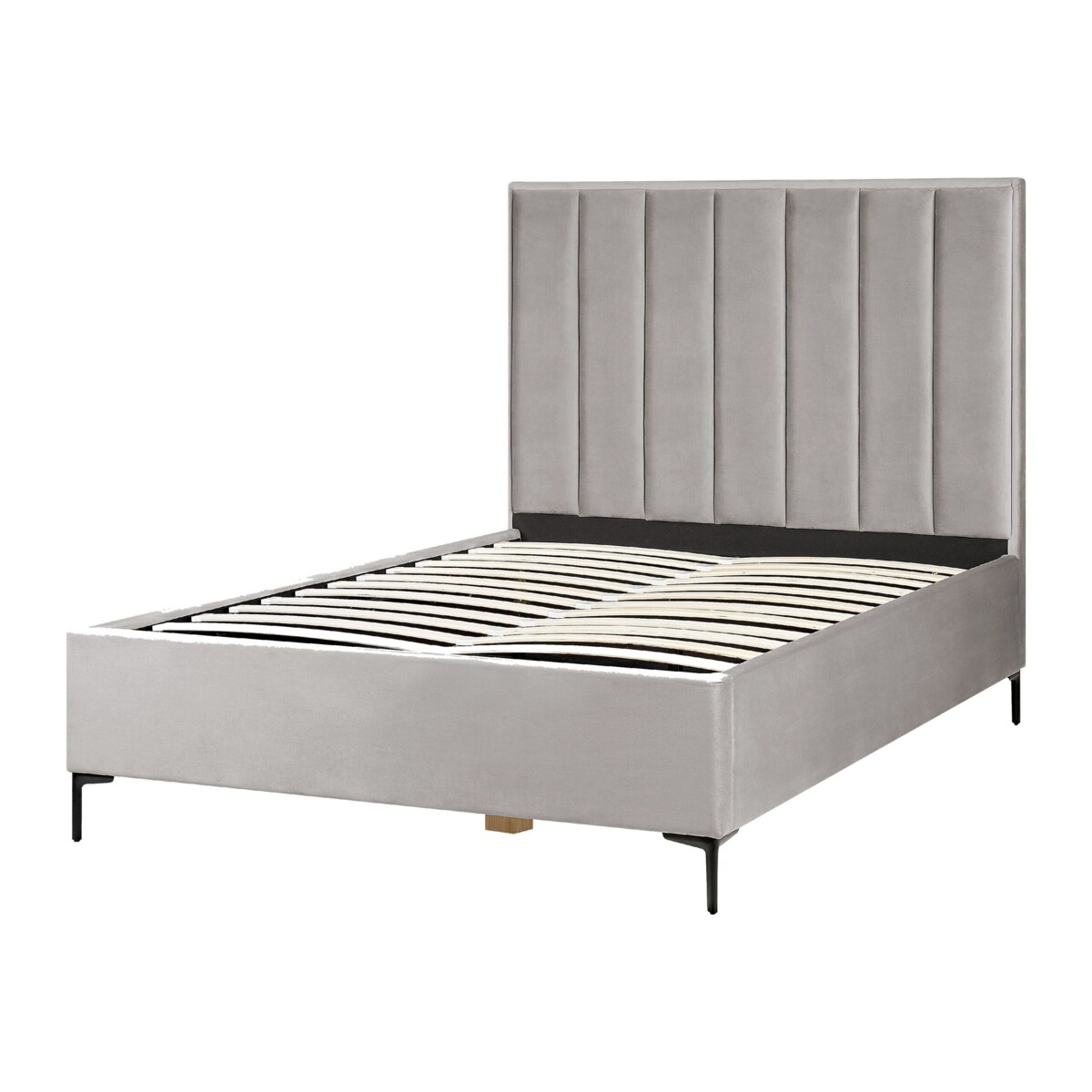 Łóżko z pojemnikiem welurowe 140 x 200 cm szare SEZANNE