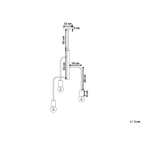 Lampa wisząca 3-punktowa metalowa miedziana BOGNA