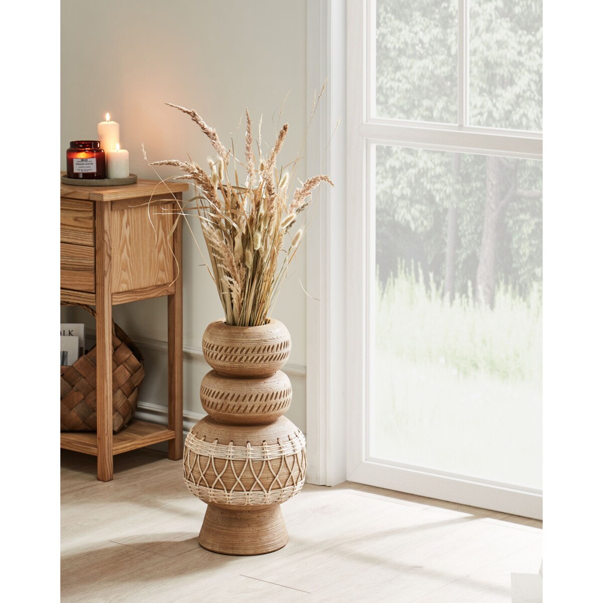 Wazon na kwiaty ALMIROS Tlenek magnezu 51 cm Jasnobrązowy